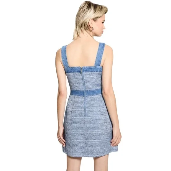 Guess NWT Elsie Tweed‎ and Denim Mini Dress Sleeveless Blue Size M
